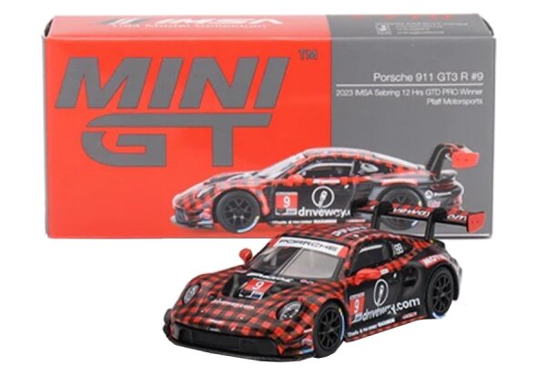 Porsche 911 GT3 R #9 GTD PRO Pfaff Motorsports IMSA 2023 Sebring 12 Hrs. Winner Mini GT 1:64