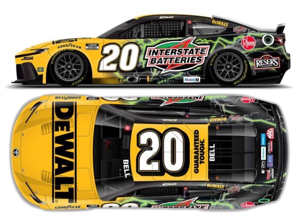 Christopher Bell #20 NASCAR 2025 JGR Toyota Dewalt/Interstate Batteries 1:24