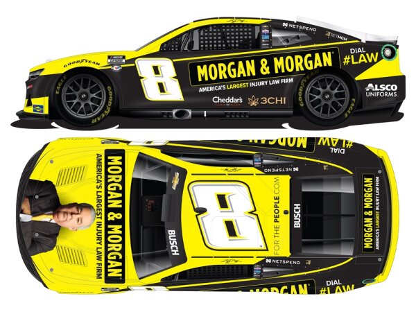 Kyle Busch #8 NASCAR 2023 RCR Chevrolet Morgan & Morgan 1:24 Color Chrome